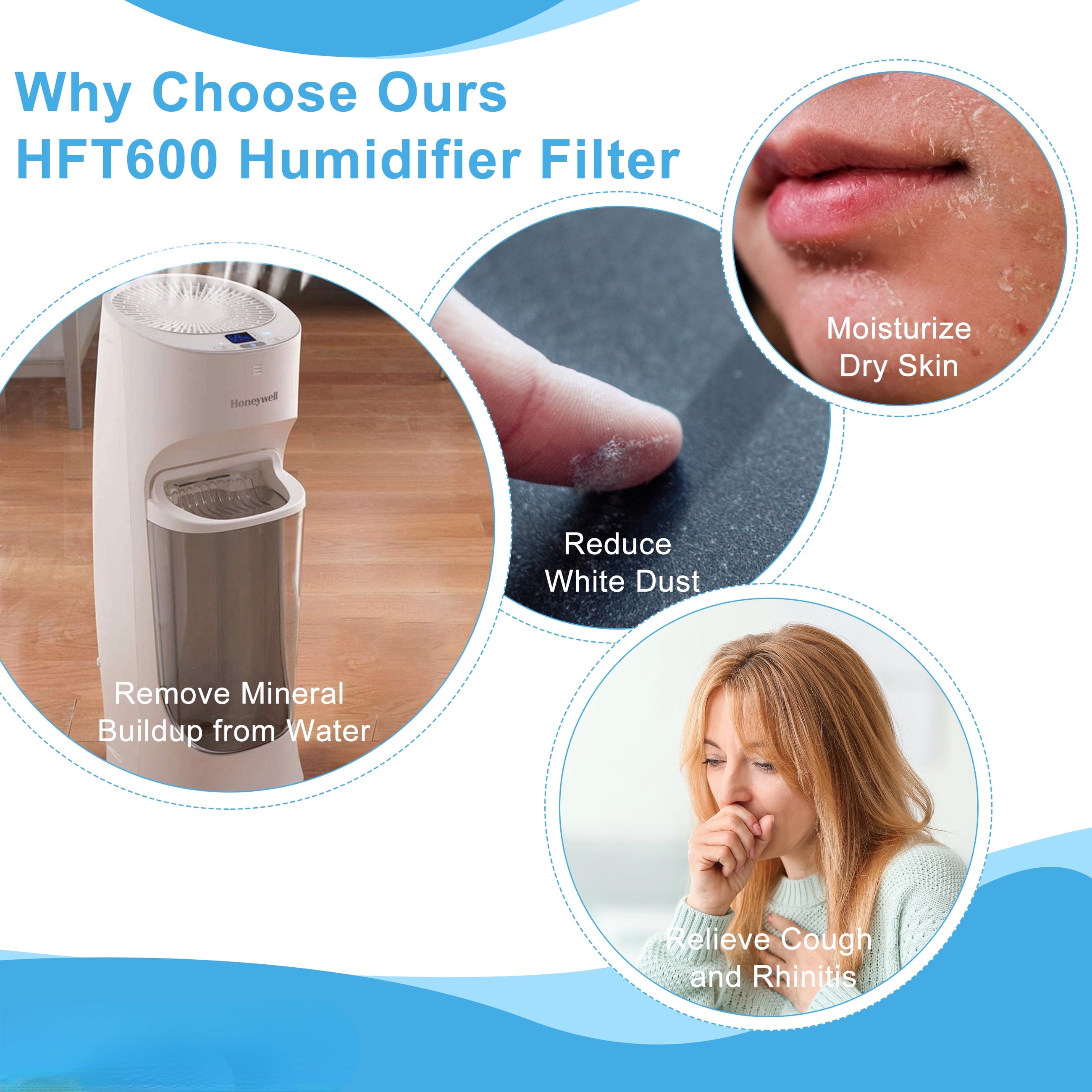 YNXGR  Humidifier Replacement Wicking Filter HFT600 for Honeywell Filter T HFT600 / HFT600PDQ HEV615