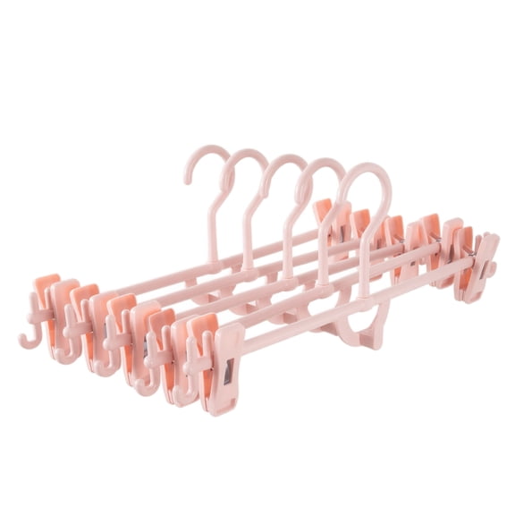 Non-Slip Pants Hangers Clips Plastic Trouser Drying Rack Hanging Laundry Skirt Holder Organizer Space-Saving For Home Laundry Closet Travel(5.9"*14.6",Pink)