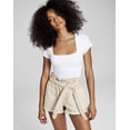 thumbnail image 3 of Now This Womens Paperbag Waist Denim Shorts Light Fawn 28, 3 of 3