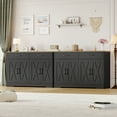 thumbnail image 2 of Hiphuta 47"Farmhouse Sideboard Storage Cabinets with 4 Doors & 2 Drawers, Coffee Bar with Brown Top for Living Room, Black, 2 of 7