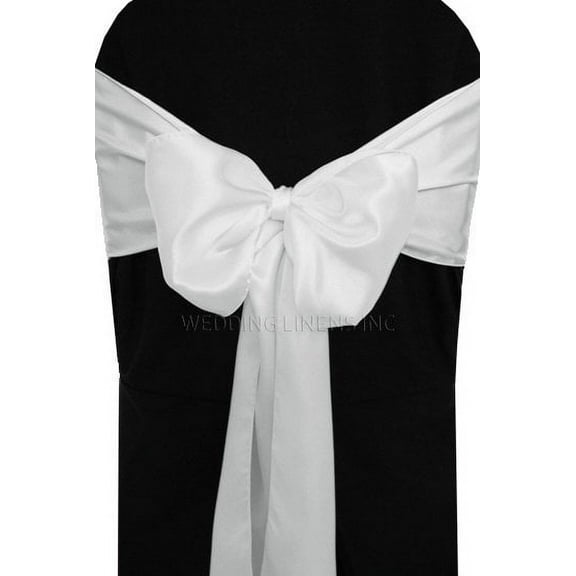 Wedding Linens Inc. (10pcs) 8" x 108" Satin Chair Sashes Chair Sash Bow ties for Wedding Party Catering Banquet Decoration Events - White