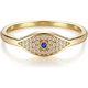thumbnail image 2 of Anillo de oro delicado contra el mal de ojo Anillo de montaña Anillo apilable Anillo abierto Circoni cúbico, 2 of 5