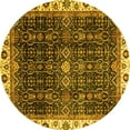 thumbnail image 1 of Ahgly Company Indoor Round Abstract Yellow Modern Area Rugs, 4' Round, 1 of 4
