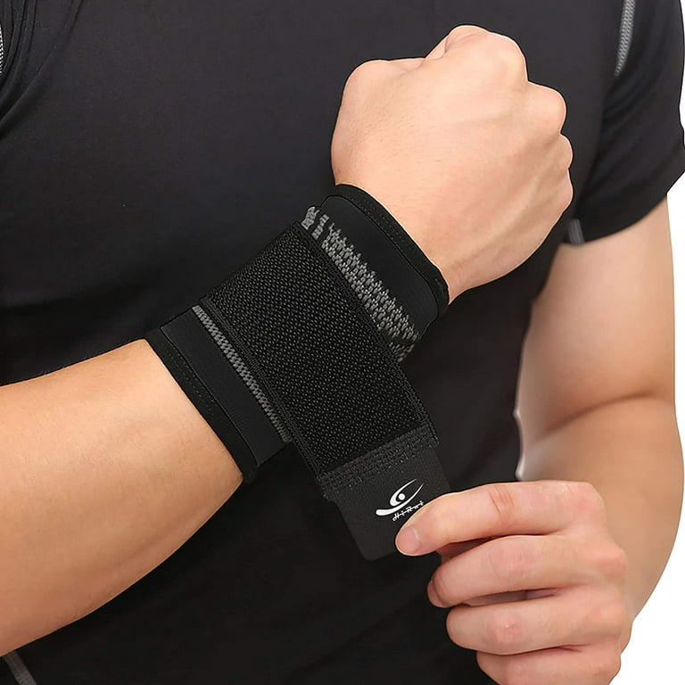 HiRui 2 Pack Wrist Compression Strap and Wrist Brace Sport Wrist Support  for Fitness, Weightlifting, Tendonitis, Carpal Tunnel Arthritis, Pain