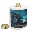 thumbnail image 2 of Fantasy Piggy Bank, Enchanted Night with Stars and Aurora Borealis in Sky Above Mystic Road, Ceramic Coin Bank Money Box for Cash Saving, 3.6" X 3.2", Multicolor, by Ambesonne, 2 of 4
