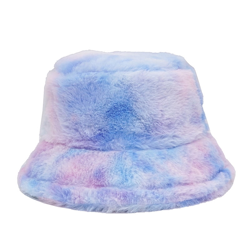 Women Girls Tie Dye Faux Fur Warm 