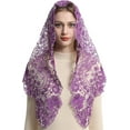 thumbnail image 3 of Triangle Catholic Church Mantilla Veils for Religious Christian Floral Lace Scarf Shawl Veil with Hairclips, 3 of 6