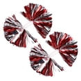 thumbnail image 1 of 2 Pcs Pompons de Cheerleading Colorés Réutilisables Kit de Pompons de Cheerleading Amusants Accessoires de Cheerleading pour Enfants avec Poignée pour Compétition de Performance Événements Sportifs (Rouge avec Argent), 1 of 6