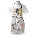 thumbnail image 3 of Skull Apron Punk Rocker Skeleton Boy on a Skateboard Skiing with Abstract Background, Unisex Kitchen Bib Apron with Adjustable Neck for Cooking Baking Gardening, Pale Grey and Cream, by Ambesonne, 3 of 3
