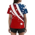 thumbnail image 4 of YLHFASHION T-Shirts Graphiques pour Femmes 4 Juillet Col Rond 2025 Drapeau Américain Manches Courtes Chemise d'Été pour l'Indépendance Rabais de 50 % Liquidation T-shirt à Manches Courtes pour Femme, 4 of 5