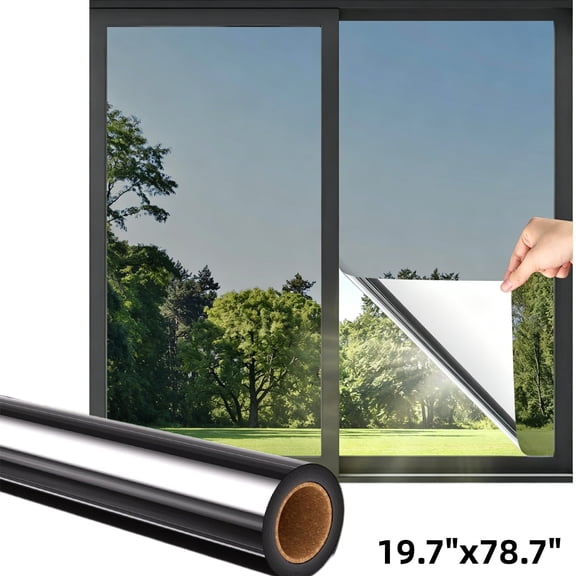 Gogcaro Window Tint for Home, 19.7"x 78.7" One Way Privacy Film for Home Bedroom, Office & Sliding Glass Door, Black