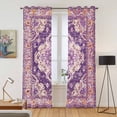 thumbnail image 2 of Purple Orange Boho Kitchen Curtains 84 Inch Length, Ethnic Geometric Middle Century Art Grommet Top Bedroom Living Room Curtains, Light Filtering Cafe Curtain Drapes 2 Panels Set 84''x84'', 2 of 9