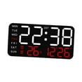 thumbnail image 2 of Reloj despertador digital con fecha y temperatura para dormitorio, sala de estar y escritorio. Blanco con luz roja., 2 of 9