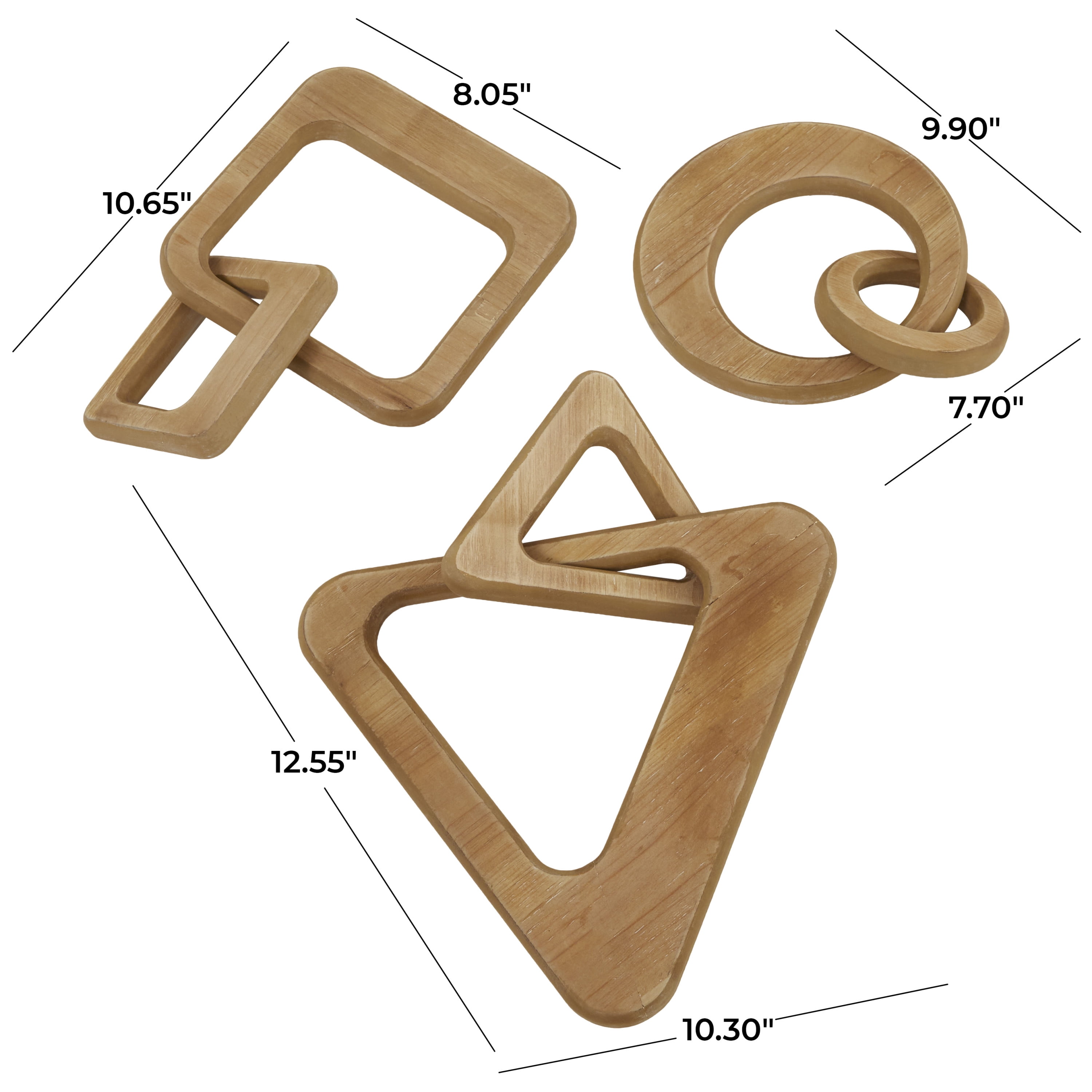 10", 13", 11"W Brown Wood Chain Sculpture, by CosmoLiving by Cosmopolitan (3 Count)
