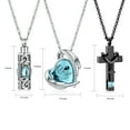 thumbnail image 2 of 3 Pack Urn Necklace for Ashes Hear / Cylinder / Cross Urn Necklace for Human / Pet Cremation Jewelry for Ashes Memorial Keepsake Birthstone Pendant, 2 of 7