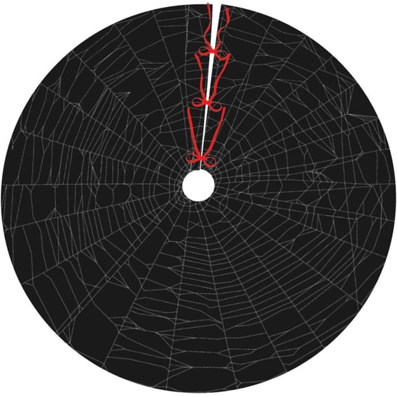 Halloween Black Spider Web Scary 36 Inch Christmas Tree Skirt Carpet Mat Funny Party Soft Cover Mat Decor Supplies for Xmas Halloween Decorations Occasion Farmhouse