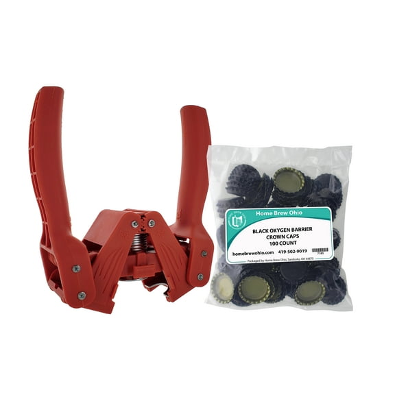 Double Lever Bottle Capper With Black Oxygen Barrier Crown Caps-144 Count