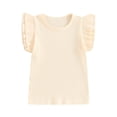 thumbnail image 2 of Musuos KId Girls Solid Knit Tops 1-6Years Casual Fly Sleeve Round Neck Plain T-Shirts Summer Basic Tank Top, 2 of 8