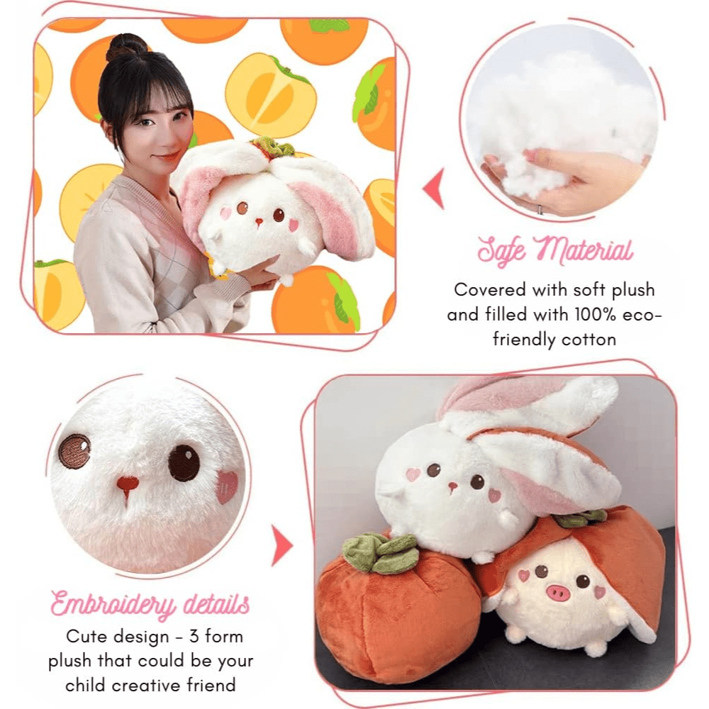 Persimmon Rabbit Plush Toy 10 Inches, Soft Persimmon Rabbit Stuffed Animals Plush Toys, Soft Persimmon Rabbit Plush Toy for Girls Boys, Perfect Persimmon Rabbit Gifts for Women