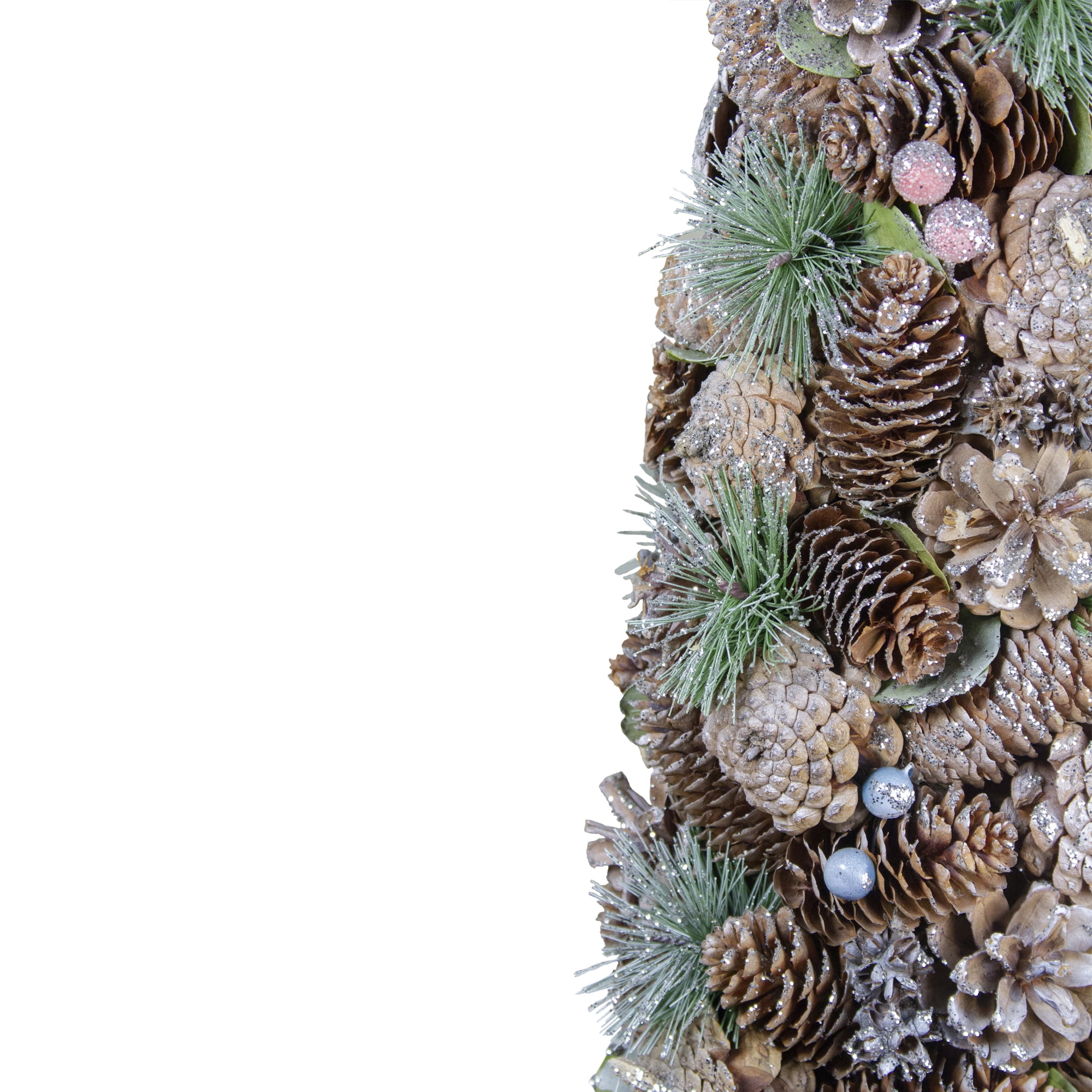 Northlight Glittered Pinecone Berry Christmas Tree - 16.5" - Green and Brown