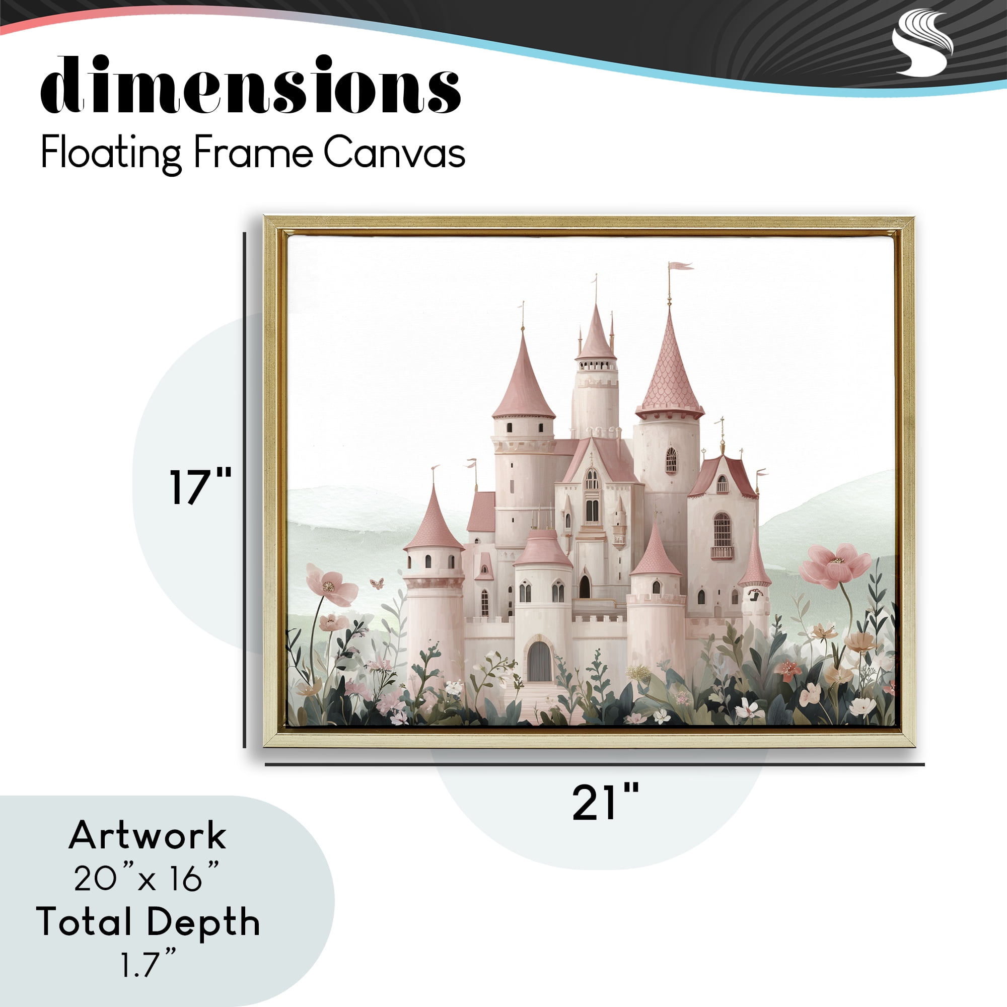 Stupell Industries A Castle For Princess Gold Framed Floater Canvas Wall Art, design by Christine Simpson Art