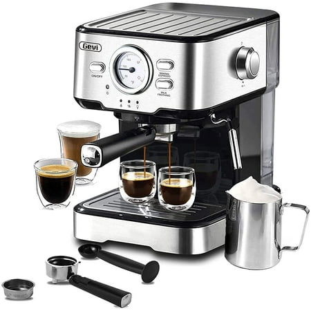 GEVI 15 Bar Used - Acceptable Black Espresso Machine Cafe Steam Maker, 50.73 OZ Capacity