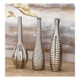 thumbnail image 3 of DecMode 3"W, 12"H Abstract Slim Textured Bottleneck Silver Ceramic Vase with Varying Patterns, Set of 3, 3 of 20