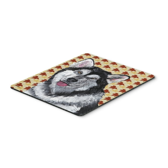 "Alaskan Malamute Fall Leaves Mouse Pad Hot Pad or Trivet"