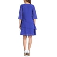 thumbnail image 3 of Vestido de gasa con volantes para mujer Inspire Chic, de capas, fluido, de manga 3/4, corte A, hasta la rodilla, azul real, XL, 3 of 6