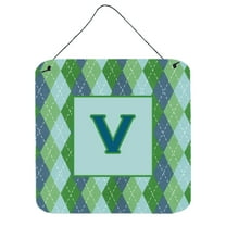 Letter V Initial Monogram - Blue Argoyle Wall or Door Hanging Prints