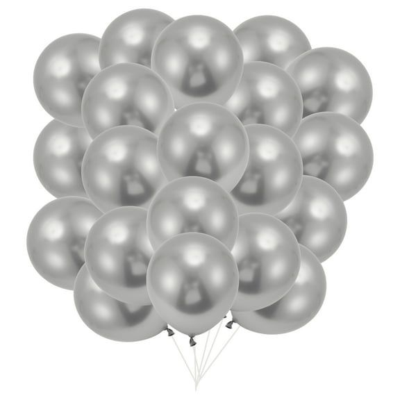 Unique Bargains 20 Pcs Latex Party Balloons 10 Inch Round Helium Balloons for Wedding Graduation Anniversary Silver Tone