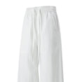 thumbnail image 2 of lcziwo Mens Cargo Work Pants Beach Comfortable Drawstring Pants with Pockets Big and Tall Summer Relaxed Fit Construction Pants White XXXL, 2 of 5