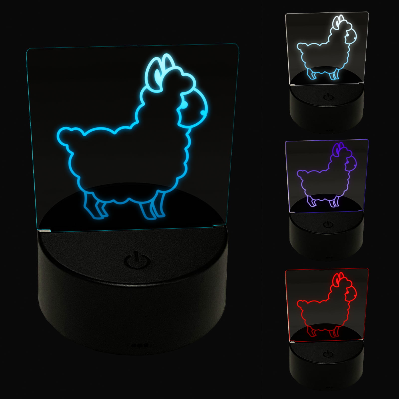 Llama Alpaca Chibi Led Night Light Sign 3d Illusion Desk Nightstand