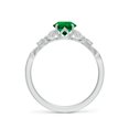 thumbnail image 2 of ANGARA Lab Grown Vintage Style Round Emerald Engagement Ring with Leaf Motifs for Women in 14K White Gold (Size-6mm) | May Birthstone, Anniversary, Jewelry Gift for Women | Lab-Grown Emerald Ring, 2 of 8