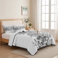 thumbnail image 5 of Full Quilt Set 78''x90'', Black Grey Eucalyptus Leaves Lightweight Bedspread Coverlet with 2 Pillow Shams, Spring Summer Botanical Floral Breathable All Season Quilt Bedding for Bedroom/Guest Room, 5 of 9