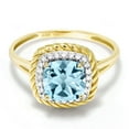 thumbnail image 3 of Gem Stone King 10K Yellow Gold Sky Blue Topaz and White Diamond Women Engagement Ring (2.02 Cttw, Cushion Cut 7MM, Available in Size 5, 6, 7, 8, 9), 3 of 7