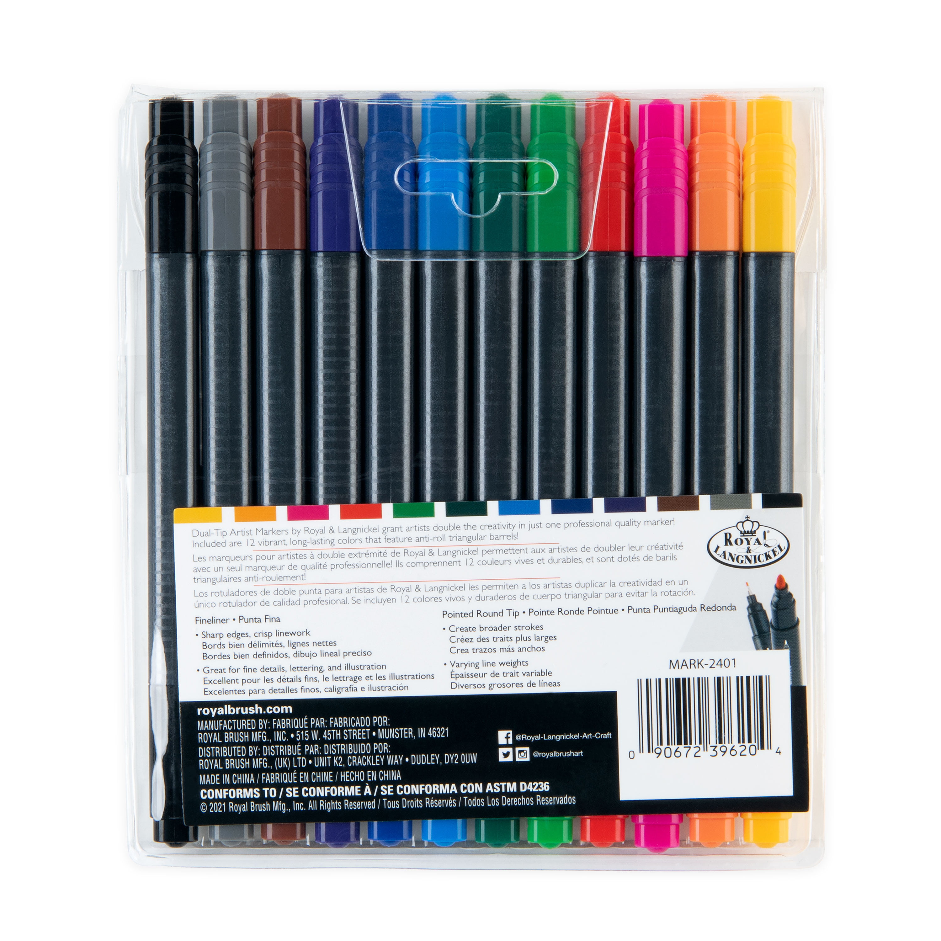 Royal & Langnickel - 24pc Dual Tip Waterbased Artist Markers - Brush Tip  and Fineliner