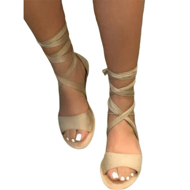 Colisha - Colisha Womens Ladies Lace Up Leg Flat Gladiator Sandals ...