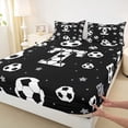 thumbnail image 4 of Erosebridal Cartoon Football Print Queen Sheet Sets,Black White T Alphabet Bed Set For Soccer Lovers 4pcs, 4 of 6