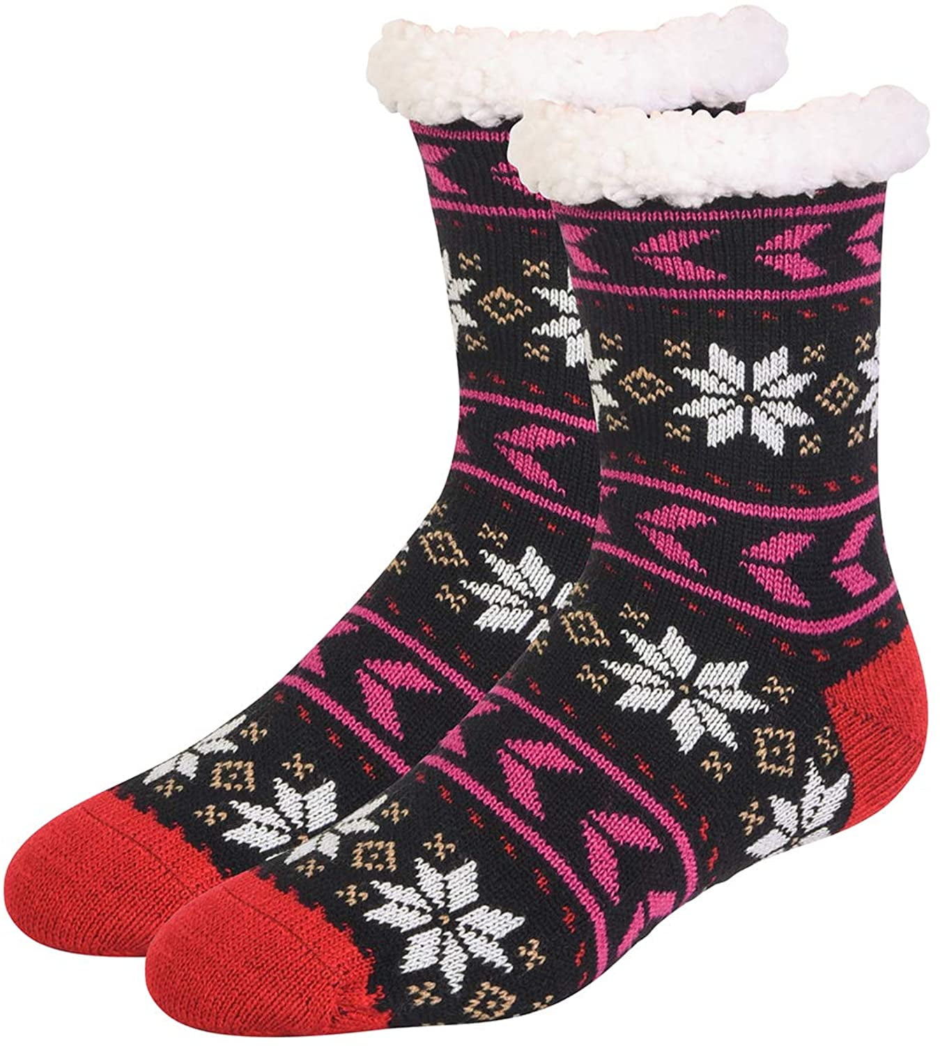 2 Pairs Women's Christmas Cozy Slipper Ankle Socks Shoe Size 4-10 Snowman 