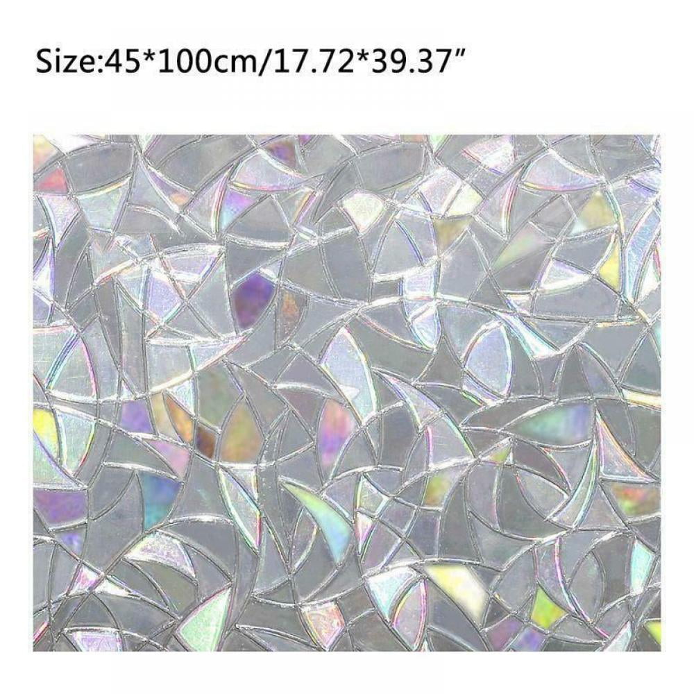 3D Window Film Rainbow Window Clings Frosted Non-Adhesive Bamboo Privacy Glass Film Opaque Static Cling Film Decorate Living Room Baby Rooms Kitchen Lobby Porch Office Anti-UV 17.5 x 78.7 inches 