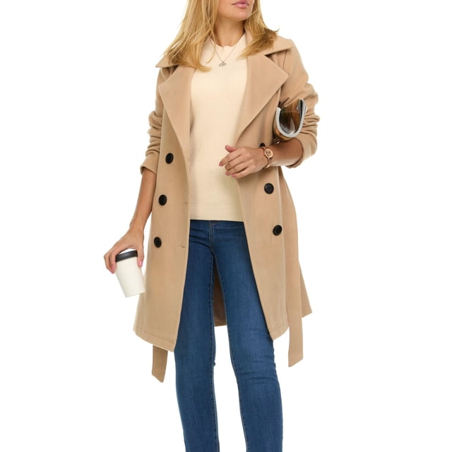 Gabardina Steve Madden de lana sintética con doble botonadura para mujer