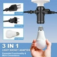 thumbnail image 4 of 3-In-1 Light Socket Outlet Adapter, Universal Expansion Light Bulb Plug Adapter, Compatible with 2 Prong & 3 Prong, Multi-Functional E26/E27 Light Bulb Socket Adapter for Garden Garage Porch, Blackx1, 4 of 5