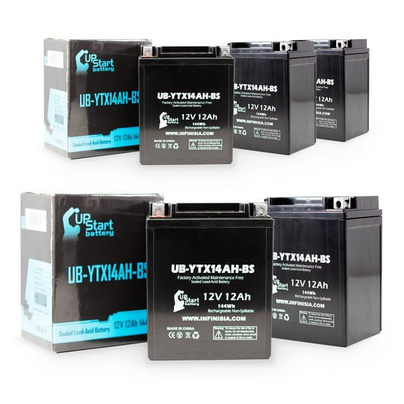 5-Pack UB-YTX14AH-BS Battery Replacement for 2009 Arctic Cat TRV 650 CC ATV - Factory Activated, Maintenance Free, Motorcycle Battery - 12V 12AH, UpStart Battery Brand