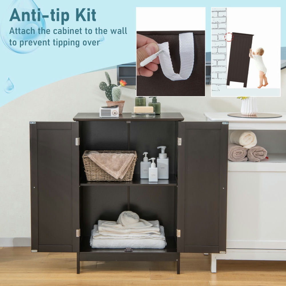 Finihen Bathroom Storage Cabinet, Bathroom Floor Cabinet, Bathroom Floor Storage Double Door Cupboard Cabinet, for Bathroom, Living Room, Bedroom, Kitchen, Brown Finihen Bathroom Storage Cabinet, Bathroom Floor Cabinet, Bathroom Floor Storage Double Door Cupboard Cabinet, for Bathroom, Living Room, Bedroom, Kitchen, Brown