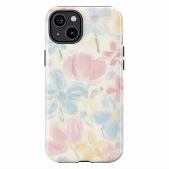 Pastel Brushstroke Flower Phone Case – Soft Abstract Floral Design Phone Cover for iPhone 16 15 14 13 12 11 Pro Max