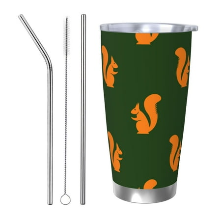 

Cauagu Bold Squirrel Silhouettes Pattern 20oz Tumbler Stainless Steel Vacuum Insulated Tumbler with Lid Insulated Coffee Mug Thermal Cup with Splash Proof Sliding Lid-Straw Three-piece Set