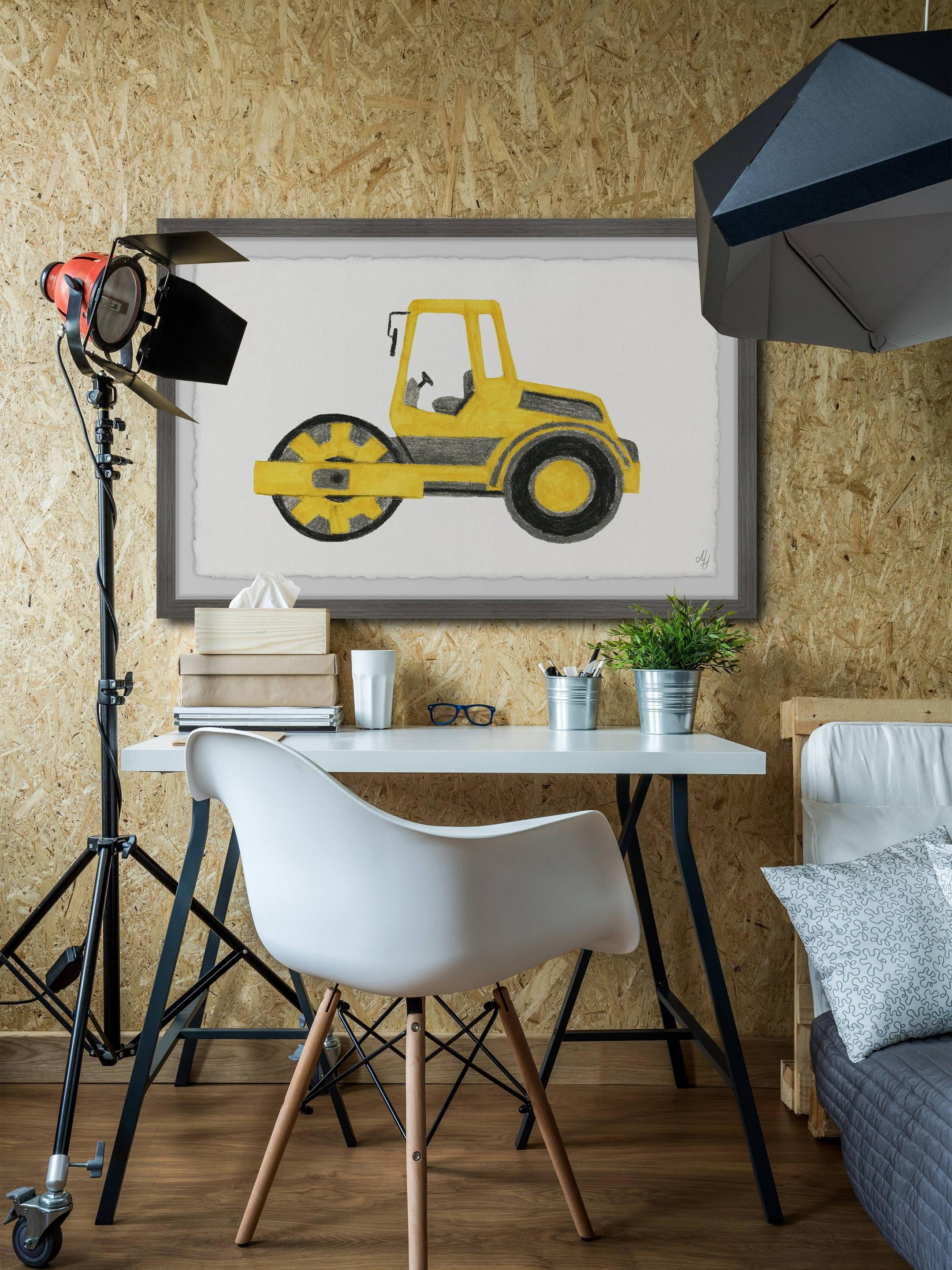Marmont Hill Road Roller Truck Framed Wall Art, 12.00" x 1.50"