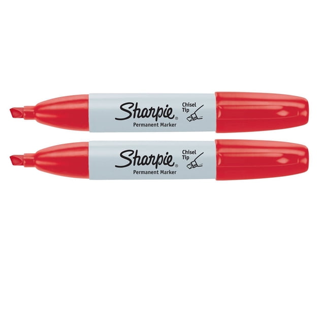 Roker Sharpie, punta cincelada permanente, color rojo, paquete de 2 unidades (38283)