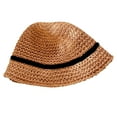 thumbnail image 1 of Hukapapa Sombrero de paja con lazo negro de verano para bebé, sombrero de pescador, sombrilla para niños y niñas, color caqui, 1 of 5
